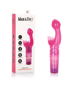 Adam & Eve Butterfly Kiss vibrator with soft silicone wings and delicate antennae on a white background