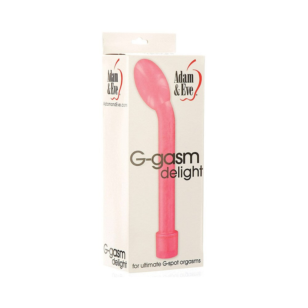 Adam & Eve G-Gasm Delight curved vibrator with enlarged tip on satin fabric