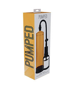 Pumped Basic Pump 2 orange water resistant penis pump with splashproof ABS and silicone design for shower use