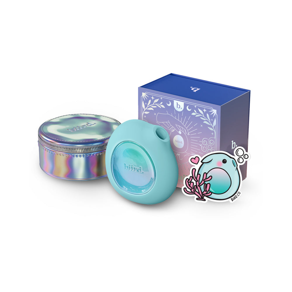 Mint green Biird Lumii clitoral suction stimulator with soft silicone nozzle