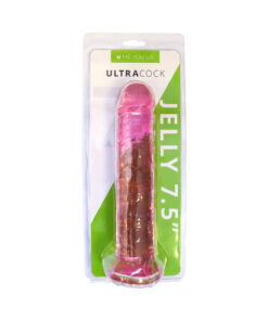 Pink jelly dong with realistic veins and a tapered tip