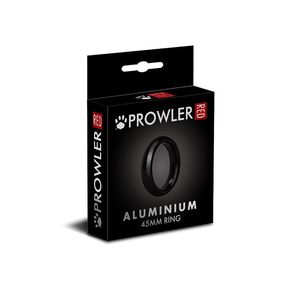 Prowler RED Aluminum Black 45mm Ring with smooth matte black finish and rounded edges resting on a white surface.