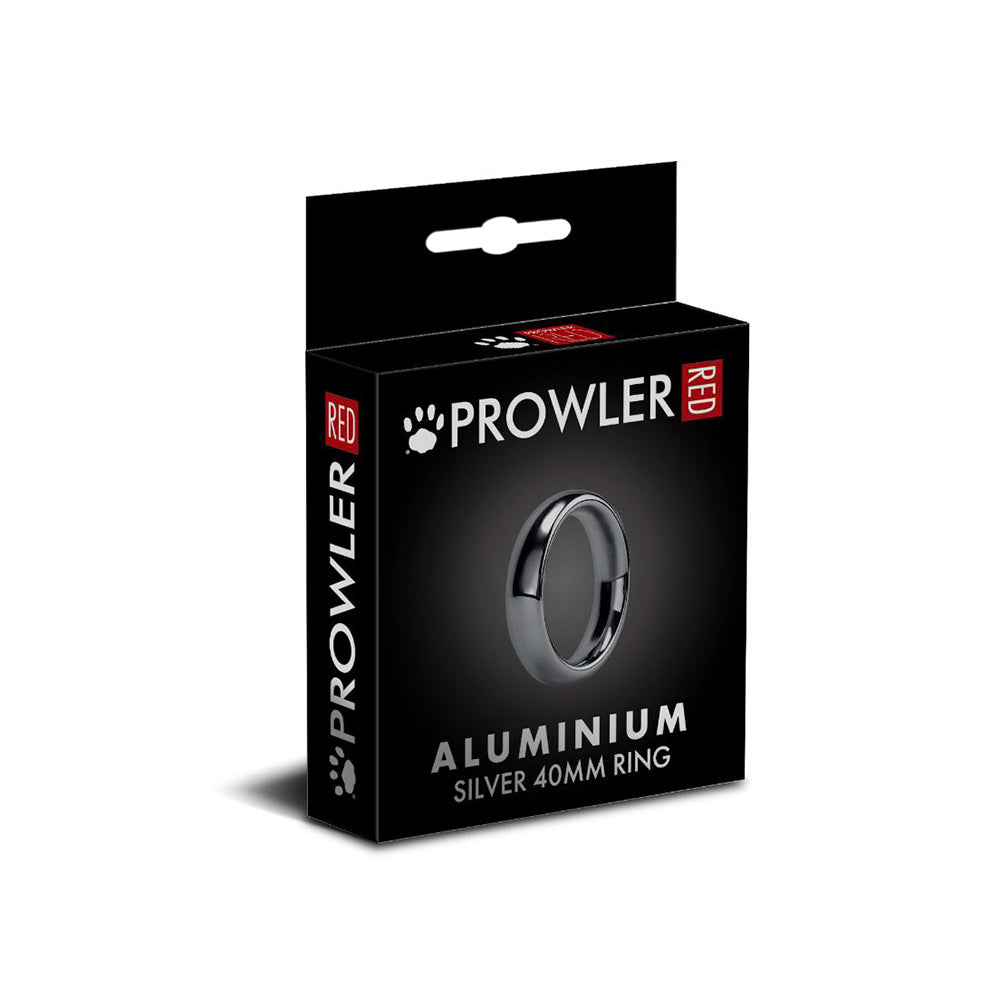 Prowler RED Aluminum Silver 40mm Ring on a dark surface