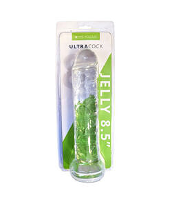Me You Us Ultracock Clear Jelly 8.5 inch Dong with transparent jelly material on white background