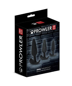 Prowler RED Anal Plug Training Kit three graduated silicone anal plugs with smooth texture on a clean surface