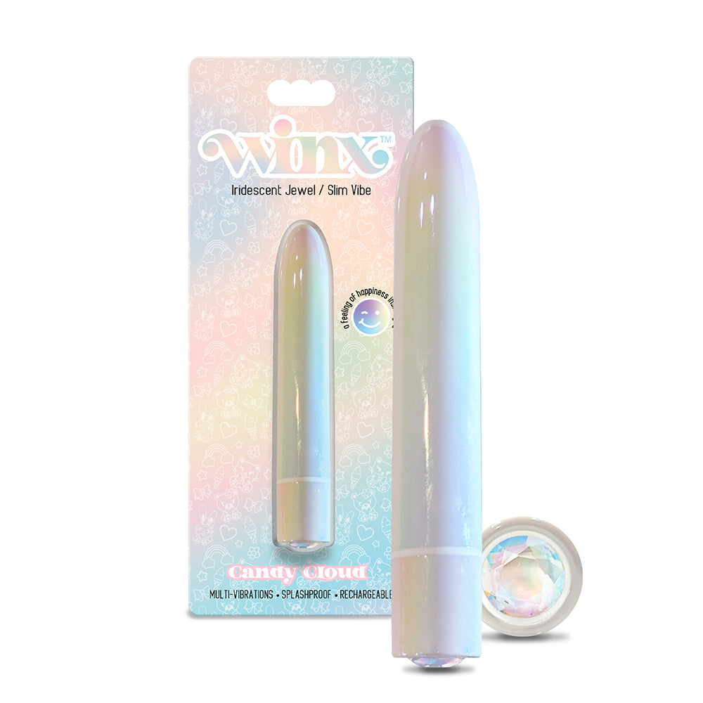 WINX Candy Cloud Vibrator with Gemstone on a white surface