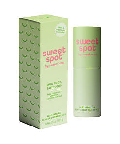 Sweetums Sweet Spot Flavored Fragrance Watermelon bottle with bright pink and green design