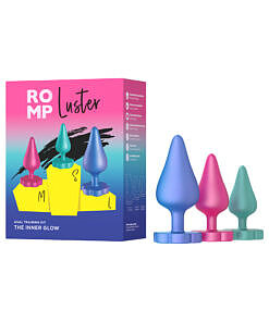 Three graduated ROMP Luster anal plugs in rose pink