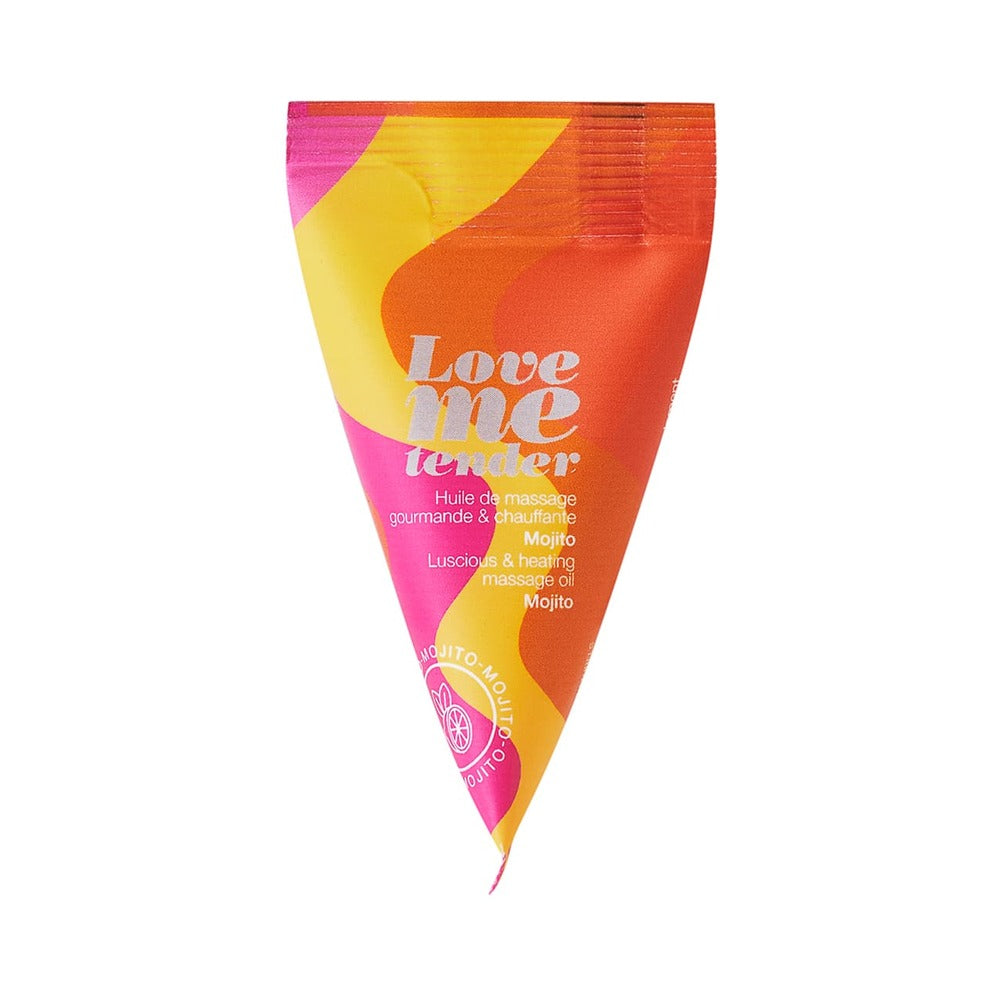 Warming Mojito Massage Oil bottle with mojito flavor label