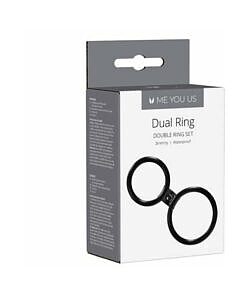 Me You Us Dual Ring Double Cockring Set in black