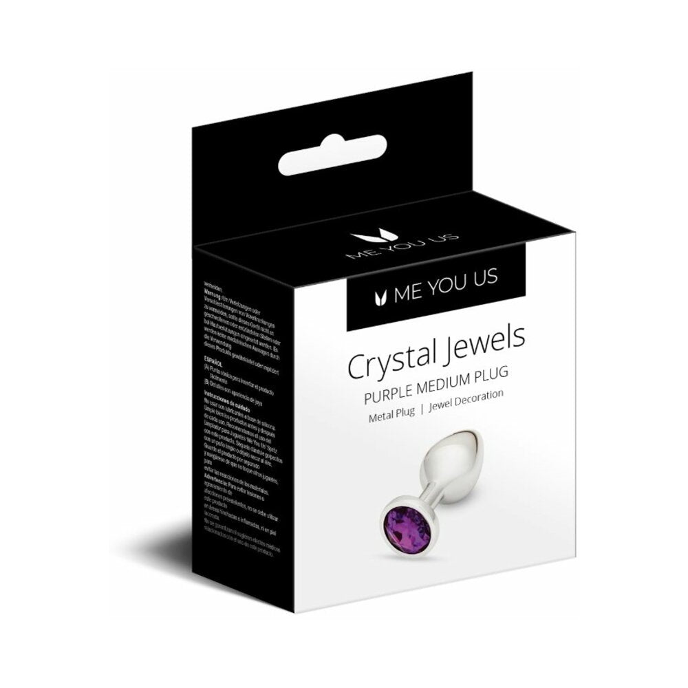 Me You Us Crystal Jewels Metal Plug in purple with faceted jewel base on white background medium size
