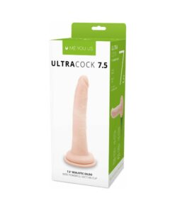 Me You Us Ultra Cock 7.5 in. realistic dildo in vanilla color with detailed veins and bulbous head on a white background