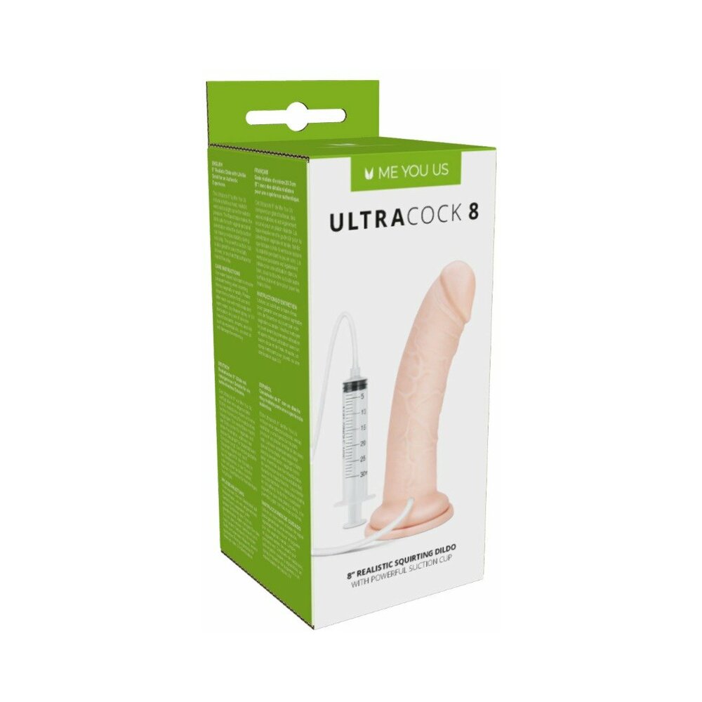 Me You Us Ultra Cock 8 in. realistic squirting dildo with vanilla skin tone