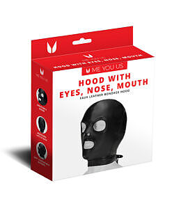Me You Us Hood with Eyes Nose Mouth in black PU leather