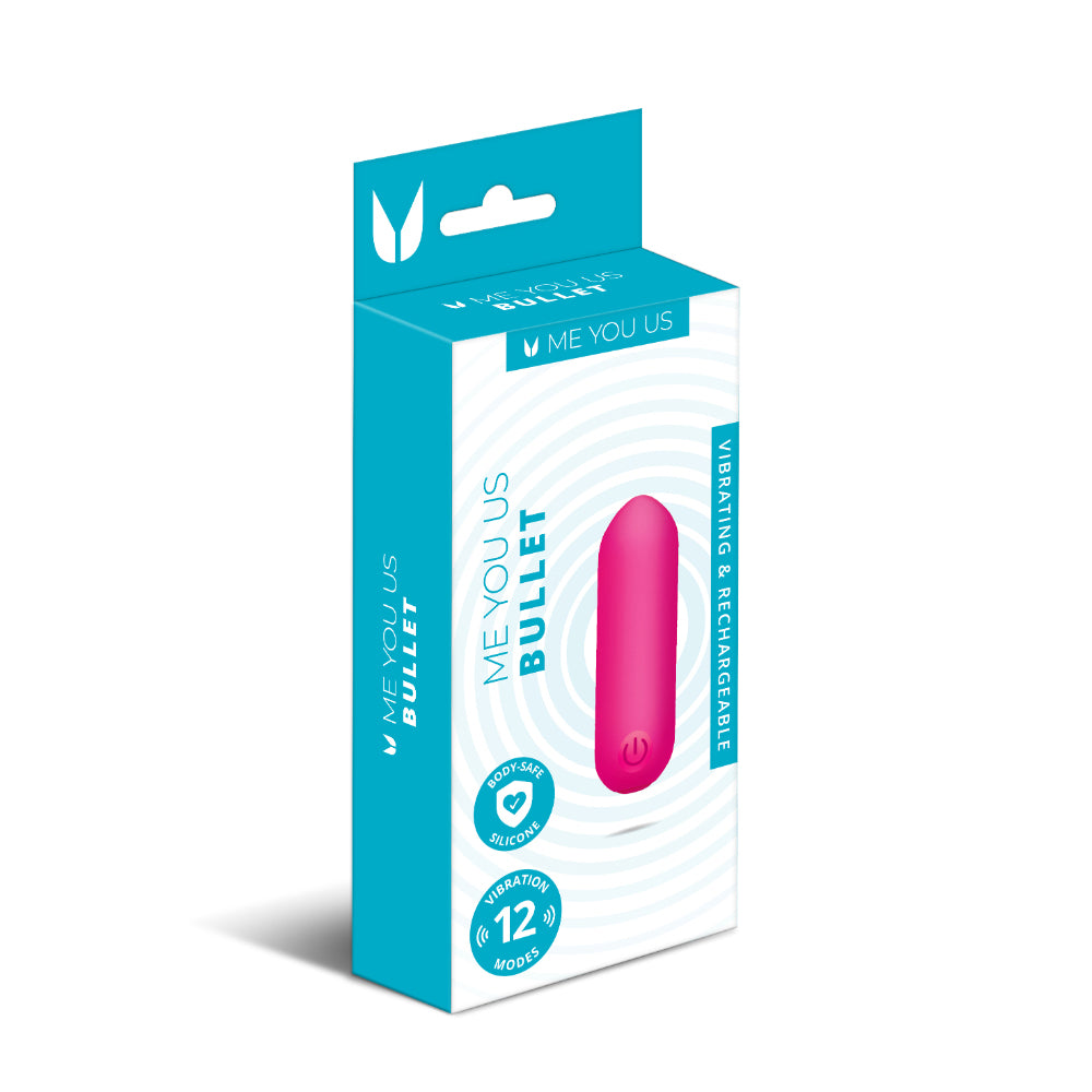 Me You Us Bullet Hot Pink bullet vibrator on white background