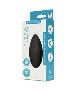 Me You Us Lay-On Vibrator Black in sleek black silicone with ergonomic curved design for targeted clitoral stimulation