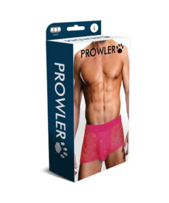 Prowler Lace Trunk Pink L in flat lay showing delicate floral lace pattern and pink hue