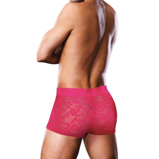 displayed front view with lace panel and branded waistband.