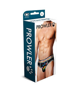 Front angle of Prowler Oversized Paw Open Brief in black size L