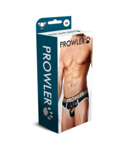 Front view of Prowler Oversized Paw Brief Black M showing bold oversized paw print