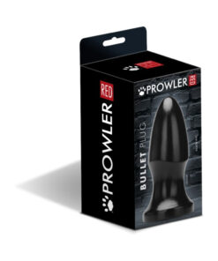 Prowler RED Bullet Plug Black bullet anal plug displayed upright on a white surface