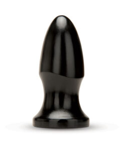 highlighting the matte black finish and flared T-bar base.