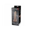 Prowler RED Ultra Cock realistic dildo in warm caramel tone with textured veins and suction cup base shown on flat surface