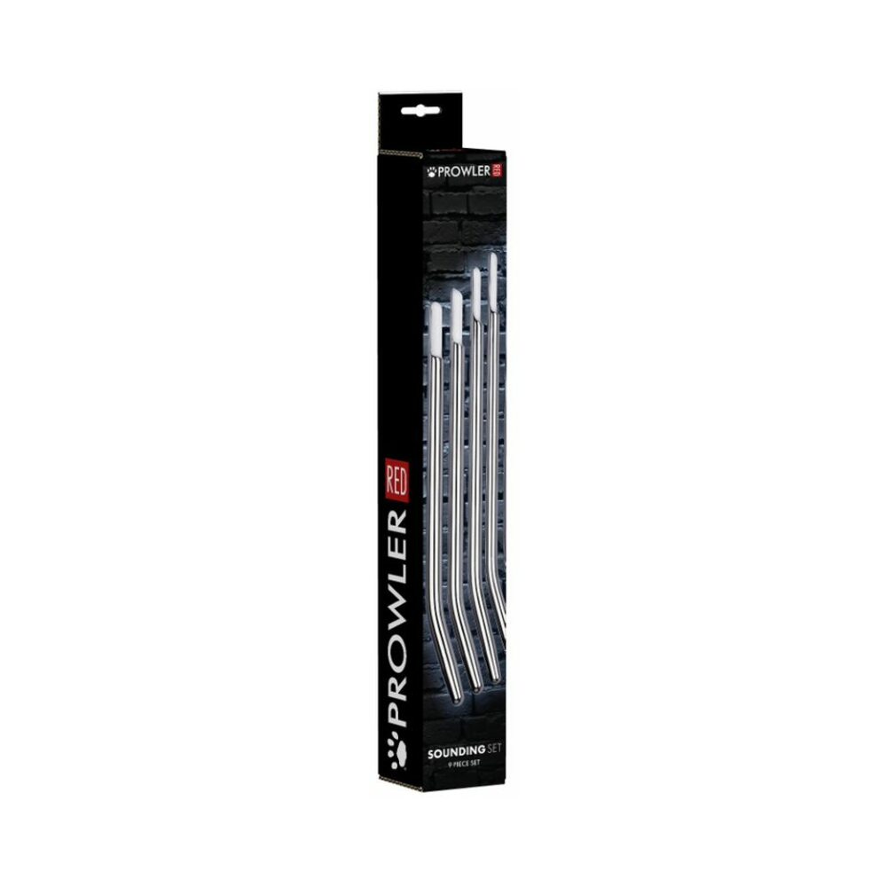 Prowler RED 9-Piece Sounding Set with nine flexible red silicone sounds arrayed on a dark background.