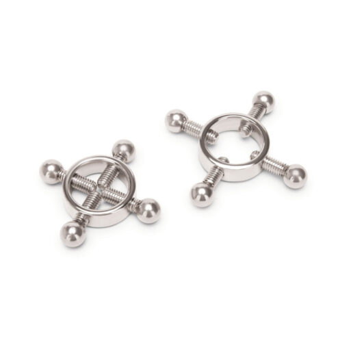showcasing four metal clamps with red silicone tips and screw adjusters.