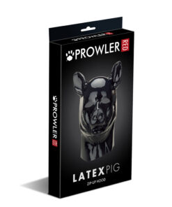 Prowler RED latex pig hood with molded snout detail displayed on a plain background showing eye openings and rubber texture