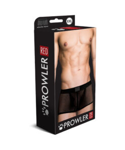 Prowler RED Fishnet Assless Trunk Black 2XL lying flat against a dark background