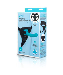 b-Vibe Every Body Strap-On Harness Set with 6-inch silicone dildo peg shown on a clean white background