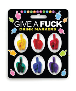 FU Finger Drink Markers in six bold colors clipped onto glass rims