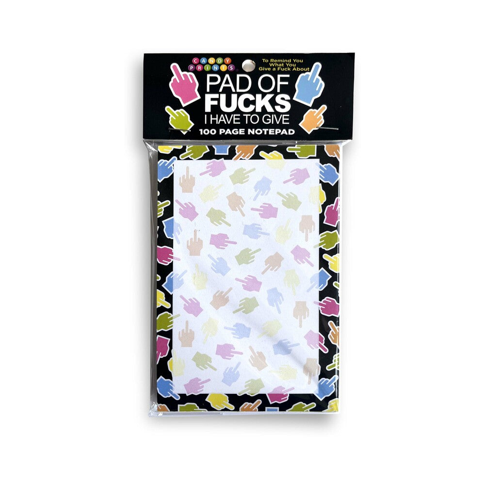 Pad of Fucks I Have to Give Notepad on a desk showing middle finger graphic and sassy text