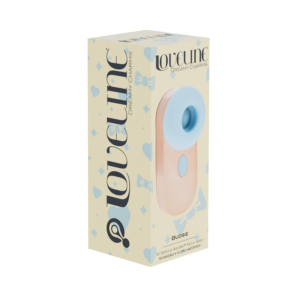 LoveLine Budsie AirTapTech Rechargeable Vibrator Blue - compact earbud-shaped vibrator by Shots