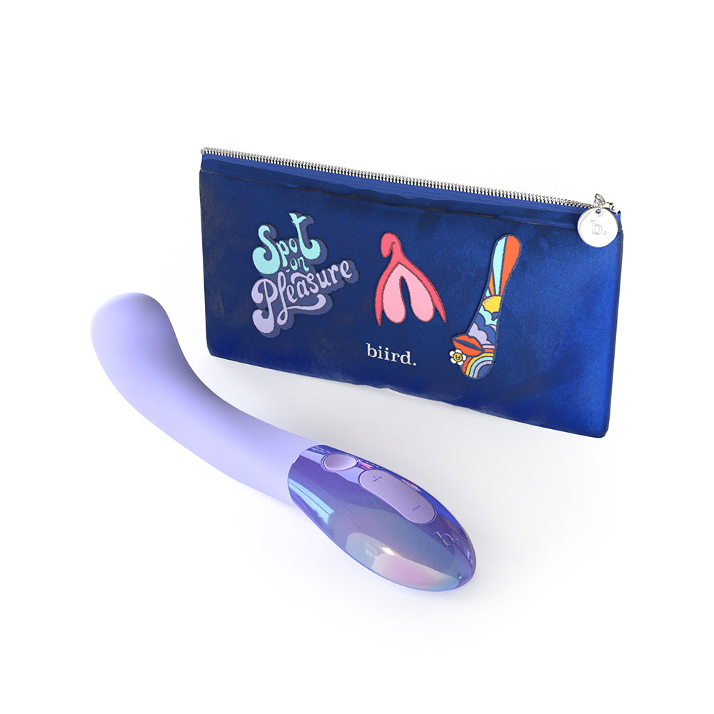 Biird Gii Glow Lilac: curved dual-stimulation vibrator in lilac silicone