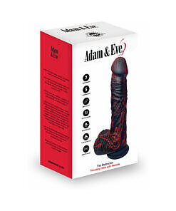 Adam & Eve The Bedrocker Thrusting Dildo with realistic textured silicone shaft and suction cup base on white surface