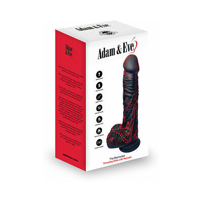 Adam & Eve The Bedrocker Thrusting Dildo with realistic textured silicone shaft and suction cup base on white surface