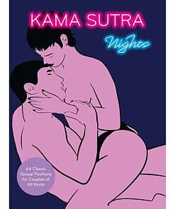 Kama Sutra Nights book cover with inclusive illustrations of 64 sexual positions for couples of all kinds.