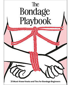 The Bondage Playbook front cover showing illustrated rope knot in black and white