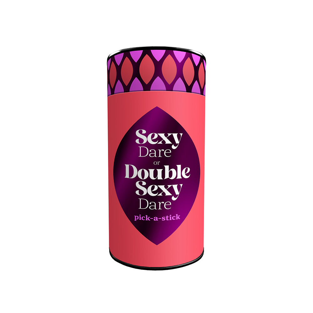 The Sexy Dare Pick-a-Stick game box with 50 colorful sticks scattered on a dark velvet surface