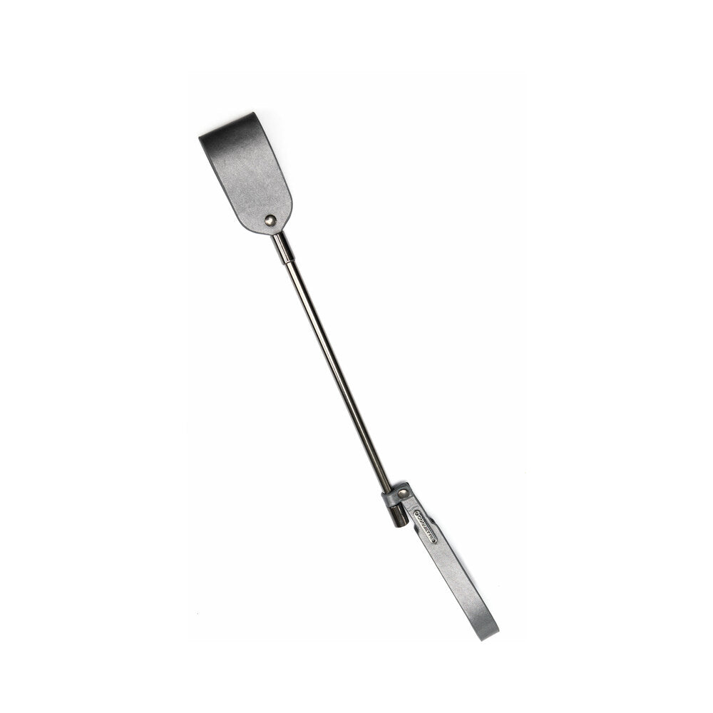 Grey Coquette mini crop with metal chain-wrapped tip and Coquette charm