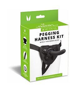 Me You Us Pegging Harness Kit with black adjustable straps and silicone O-ring laid flat on a clean white surface.