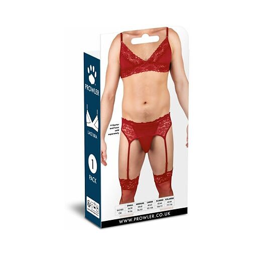showing floral lace and adjustable straps on mannequin.
