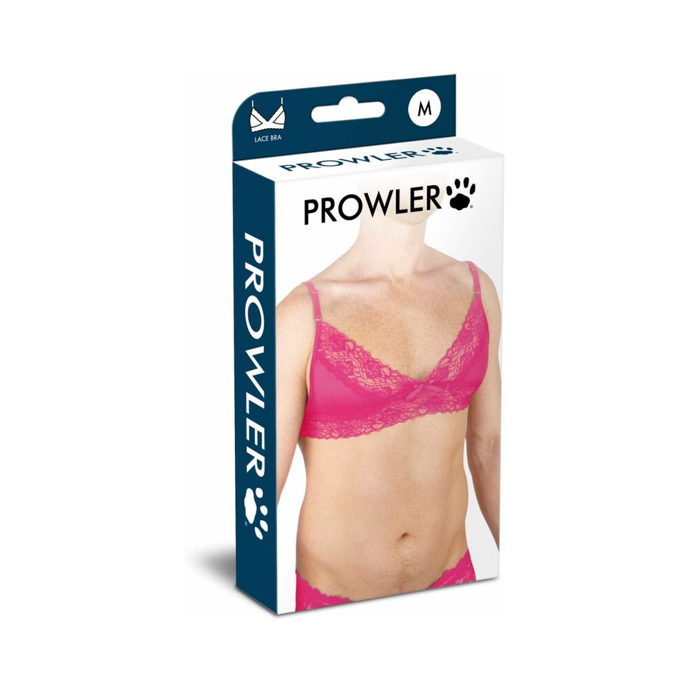 Prowler Lace Bra Pink M in soft pink lace against a minimalist background