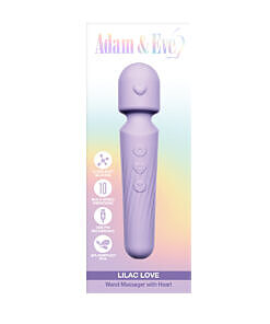 Lilac Love Wand body-safe silicone massager with heart-shaped head on white background