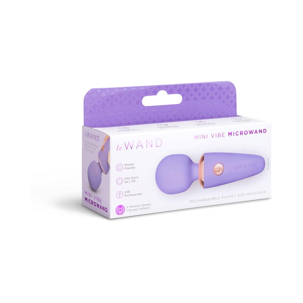 Le Wand Mini Micro Wand Violet compact wand massager with 3 speeds and 7 patterns