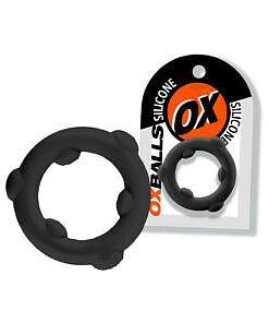 Oxballs Spinner Single Silicone Ring Black - premium liquid silicone cock ring with gripper nubs