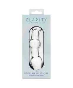 Close-up of Clarity Utopian Mystique Glass Dildo's ribbed texture
