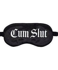 Satin black Cum Slut Printed Mask with elastic band